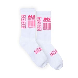 Mschf White and Pink Graphic Socks